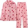 Generic Camicia da notte lunga in cotone per nonna pantaloni pigiama da donna UK top a maniche lunghe con colletto stampa floreale pigiama set pigiama ad alta elasticità pantaloni camicia con bottoni con