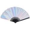jerbro Ventaglio olografico, ventilatore a mano cinese, pieghevole, per festival, decorazione Hanfu Club, eventi, feste, balli, prestazioni di abbigliamento (argento)