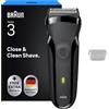 Braun Rasoio elettrico da uomo, serie 3, 300s, grigio | Rasoio elettrico senza fili con 3 lame flessibili, rasoio barba da 30 minuti. batteria, impermeabile, include 1 testina