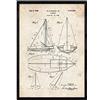 Nacnic Stampa artistica vintage. Progettazione e brevetto con rappersentazione di barca a vela. Navigazione e mezzi di trasporto antichi