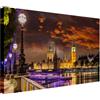 Wallazz Quadri Moderni Soggiorno Londra, Big Ben, Telephone, Skyline - 100% Made in Italy - Stampa HD su Tela Canvas - Quadro Camera da Letto - Qualità Artigianale - 70x140cm