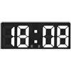 Drawup Sveglia digitale con display a LED, attivazione vocale, temperatura ambiente, funzione snooze, pannello a specchio in ABS nero, 17 x 7 x 2,5 cm, per camera da letto, scrivania, ufficio (guscio nero