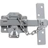 Amig - Serratura da sovrapporre con cilindro rotondo, fermo e catena mod. 1C - 105 x 170 mm - Serratura di sicurezza con chiave e fermo, include 5 chiavi a maglia - acciaio argentato