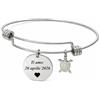 amorili Bracciale Donna Personalizzato Personalizzabile con Incisione in Acciaio Inox Rigido - Incisione Nome Data Frase - Ciondolo Tartaruga Portafortuna - Idea Regalo Elegante