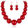 EVER FAITH Marge Simpson Collana, grande collana di perle simulate, set di orecchini in rosso per bigiotteria