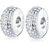 MEETCCY Charm distanziatore in argento Sterling con cristalli bianchi e blu, compatibile con braccialetti europei Pandora
