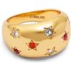 SINGULARU - Anello Bomb Color Stars. Ottone avec Placcatura in oro 18 kt et Zirconia. Gioielli da donna. Taglia 50-58.