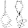 JeweBella Orecchini Pendenti Donna Argento 925, Fantasia Orecchini Saliscendi a Cerchio Argento, Orecchini Pendenti Geometrici& Doppio Cerchio Oro 14K Donna,Orecchini Cerchio Rimovibile Pendenti