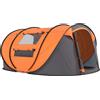 Outsunny Tenda da Campeggio Pop Up 2 Posti con 2 Porte, 4 Finestre e Telo Impermeabile, 263.5x220x123 cm, Arancione | Aosom Italy