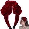 Comebachome Fasce per capelli in velluto per donna, Fascia per capelli in velluto con fiori di rosa Fasce elastiche per vintage Accessori per per donne e ragazze, Rosso, Decor