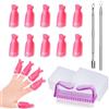 Elalove Kit per rimozione smalto semipermanente, 10 pinze per dita smalto + spazzola per unghie + spingitore cuticole + raschietto + 100 cotone per unghie, per salone e casa (rosa)