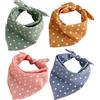 Hperu Bandana per cani 4 pezzi Bandana in lino di cotone punteggiato in 4 colori 18x18 pollici per cane e gatto per foto, pasto, vestizione, gatto