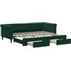vidaXL Divano Letto Estraibile Cassetti Verde Scuro 90x200cm Velluto