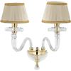 Ondaluce Applique 38 cm BACH con paralume in vetro trasparente 2 Luci Oro