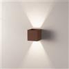 Ondaluce Applique in alluminio per esterni Corten con alette regolabili CUBE 10x10 cm