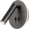 Ondaluce Applique SELLA rotonda in metallo Nero 13 cm retroilluminata con spot LED orientabile