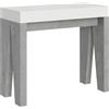 Itamoby Consolle allungabile 90x40/300 cm Naxy Mix piano Bianco Frassino - struttura Cemento
