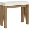 Itamoby Consolle allungabile 90x40/300 cm Naxy Mix piano Bianco Frassino - struttura Quercia Natura