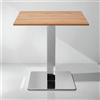 LIBEROSHOPPING Tavolo bar pub ristorante 70x70 cm base argento e piano laminato Rovere H 75