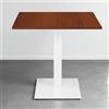 LIBEROSHOPPING Tavolo bar ristorante 80x80 cm base bianca piano laminato Noce H 75