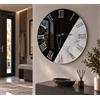 LIBEROSHOPPING Orologio da Parete Rotondo ECLIS 65 cm - Vetro Specchio Fumé e Marmo Bianco