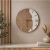 LIBEROSHOPPING Orologio in legno 60 cm effetto cannettato e marmo bianco