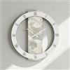 LIBEROSHOPPING Orologio LARRY rotondo D60 cm in legno rivestito con parato e dettagli Argento