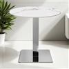 LIBEROSHOPPING Tavolo pub ristorante bar rotondo 70 cm Top esterno effetto Marmo Bianco base argento H 75