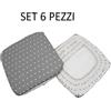 LIBEROSHOPPING Cuscino Coprisedia Mollettone imbottito con fascia elastico GRIGIO FANT.CUORE SET 6 PEZZI