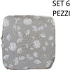 LIBEROSHOPPING Cuscino Coprisedia Mollettone imbottito con fascia elastico GRIGIO FANTASIA 6 PEZZI