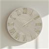 LIBEROSHOPPING Orologio rotondo D40 cm in legno rivestito con parato e dettagli Oro ADAK