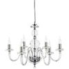Ondaluce Lampada a sospensione D72 cm BACH senza paralume in vetro trasparente 6 LUCI CROMO
