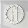 LIBEROSHOPPING Orologio rotondo D60 cm in legno rivestito con parato e dettagli Argento TYLER
