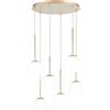 Ondaluce Lampada a sospensione JEWEL in metallo e vetro soffiato 55 cm 6 Luci verticale Oro