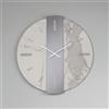 LIBEROSHOPPING Orologio rotondo D60 cm WAYLEN in kerlite Bianco vetro Fumè dettagli Argento