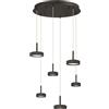 Ondaluce Lampada a sospensione NINA in metallo verniciato 45 cm Nero 6 Luci Led