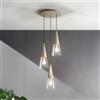 Ondaluce Lampada a sospensione TRENTO 35 cm con 3 diffusori in vetro soffiato Oro