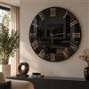 LIBEROSHOPPING Orologio rotondo da parete LUX D65 cm a specchio fumè e numeri ambra