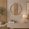 LIBEROSHOPPING Orologio Tondo da Parete 60 cm in legno Noce cannettato
