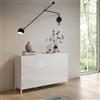 LIBEROSHOPPING Madia in legno 130 cm a 3 ante e 2 vani con ripiani Bianco Lucido HARAS