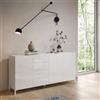 LIBEROSHOPPING Madia in legno 174 cm con 3 ante e 4 cassetti Bianco Lucido HARAS