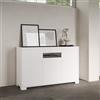 LIBEROSHOPPING Madia in legno Bianco Lucido ROJAS a 3 ante con inserto in vetro Fumè 130 cm