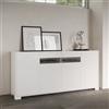 LIBEROSHOPPING Madia in legno Bianco Lucido ROJAS a 4 ante con inserto in vetro Fumè 172 cm