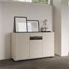 LIBEROSHOPPING Madia in legno Grigio ROJAS a 3 ante con inserto in vetro Fumè 130 cm
