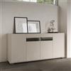 LIBEROSHOPPING Madia in legno Grigio ROJAS a 4 ante con inserto in vetro Fumè 172 cm