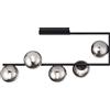Ondaluce Plafoniera in metallo Nero e diffusori in vetro Fumè a 5 luci MONILE 85x47 cm