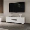 LIBEROSHOPPING Porta TV a 3 ante ROJAS Bianco Lucido con inserto in vetro Fumè 130x40 cm