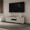 LIBEROSHOPPING Porta TV a 3 ante ROJAS Grigio con inserto in vetro Fumè 130x40 cm