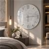 LIBEROSHOPPING Orologio da Parete GRAFO Ø 65 cm in Vetro Effetto Marmo Bianco