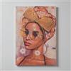 LIBEROSHOPPING Quadro moderno verticale su tela 60x90 cm ritratto donna con decori in tessuto